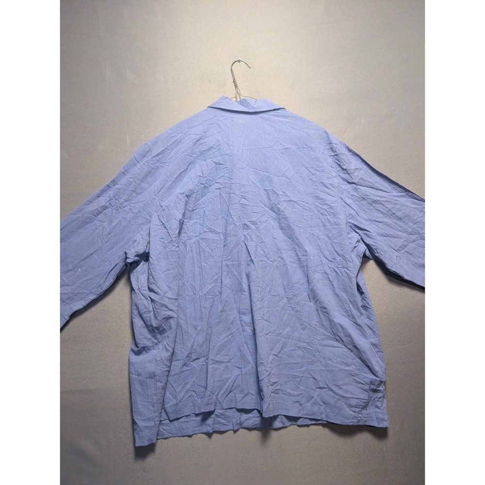 Blair Womens 2XL Blue Cotton Embroidered Floral Ladybug 3/4 Sleeve Button Shirt - Picture 6 of 9